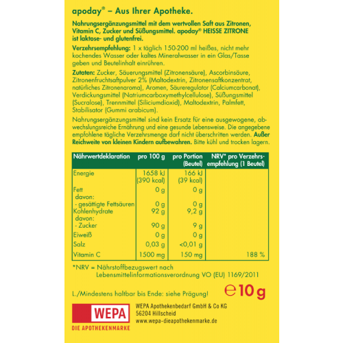 Apoday Heisse Zitrone Vitamin C Pulver  