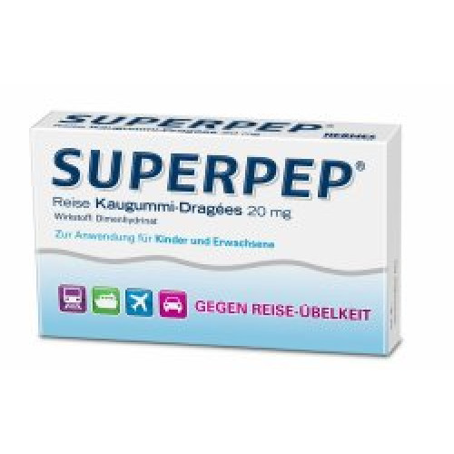 Superpep Reise Kaugummi Dragees 20 mg 10St 