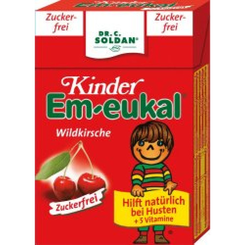 Em-eukal Kinder Bonbons Minis Wildkirsche, zuckerfrei, Pocketbox 40g 