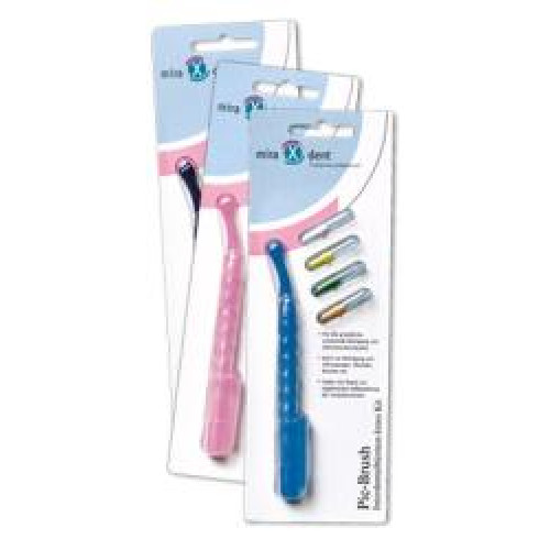 miradent Pic-Brush Interdentalbürsten Intro Kit blau 1 Halter + 4 Bürsten