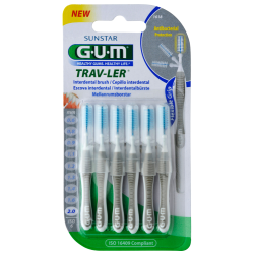 GUM TRAV-LER Interdentalbürsten 2,0mm, Kerze grau 6St 