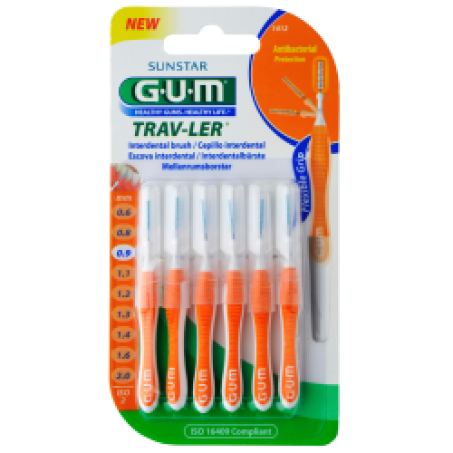 GUM TRAV-LER Interdentalbürsten 0,9 mm Kerze, Orange 6St 