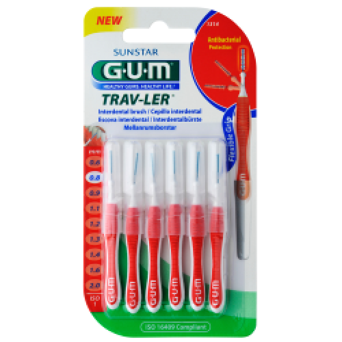GUM TRAV-LER Interdentalbürsten 0,8 mm Kerze, rot  6St 